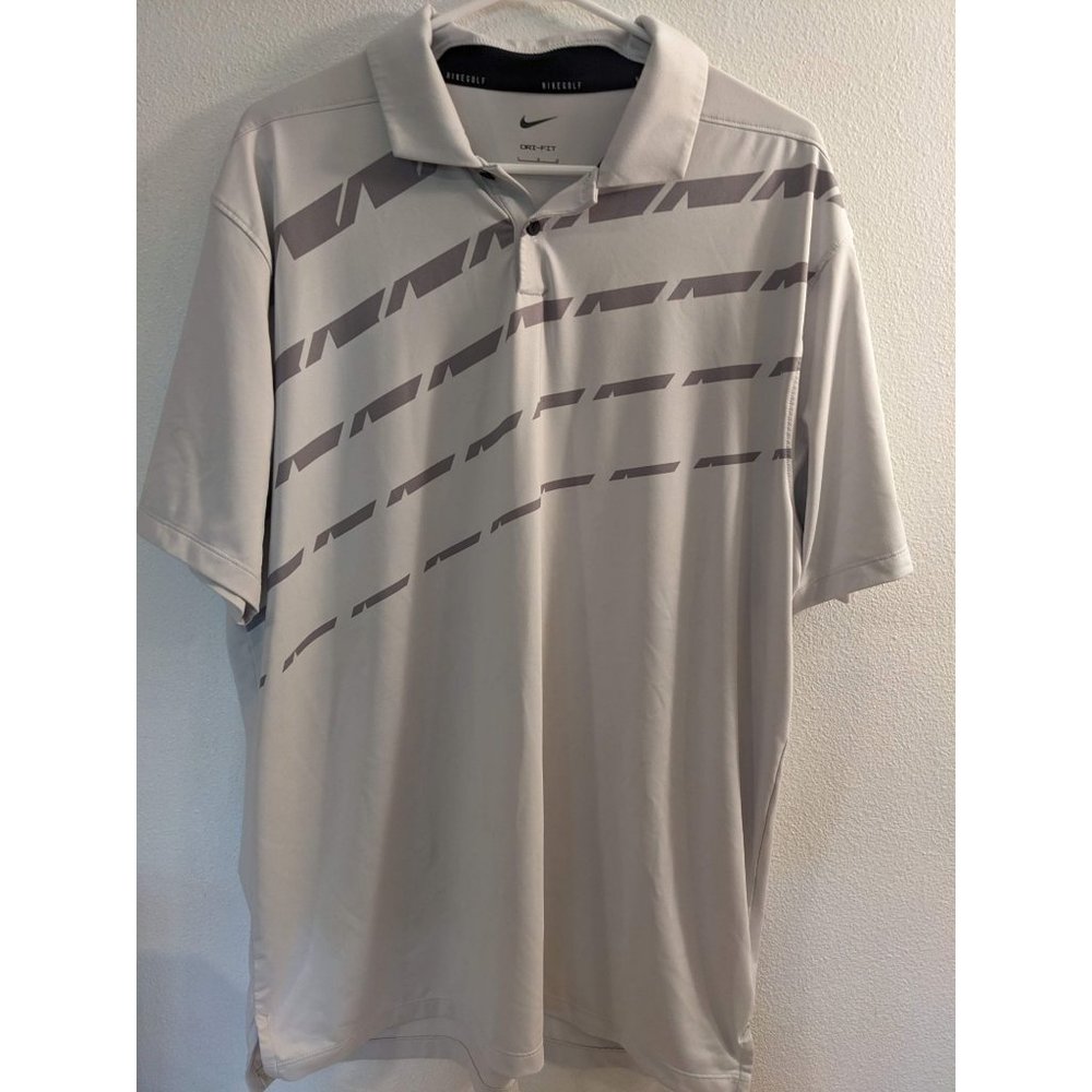 Nike Dri-Fit Size Large Grey Polo Shirt Men's